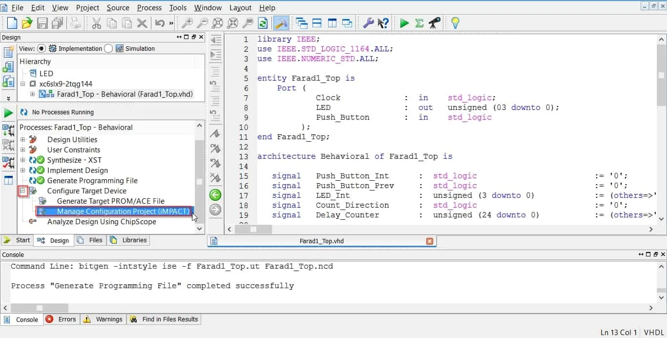 What are the design steps to program a simple FPGA code?