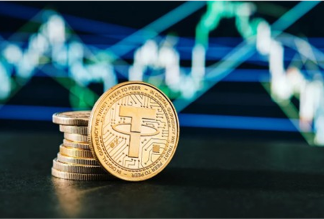 تصویر نزدیک از ارز دیجیتال تتر